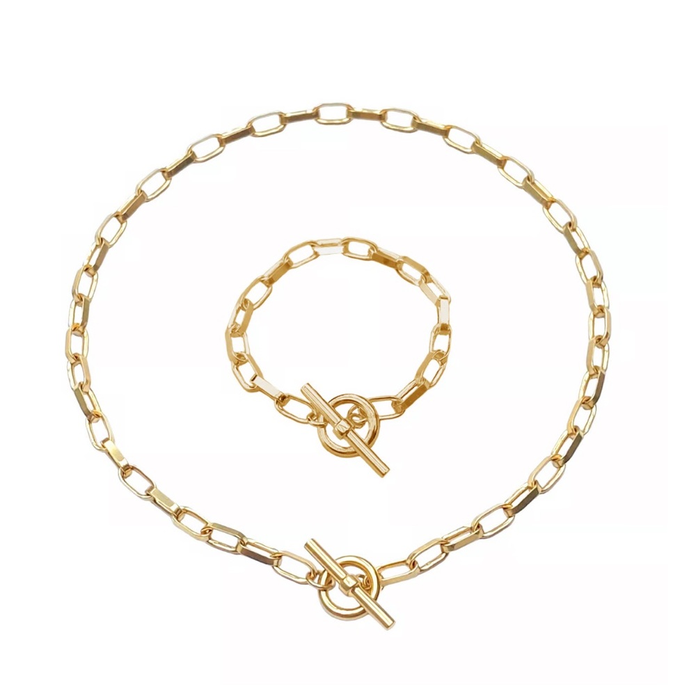 Chunky Paper Clip Bracelet & Necklace Set— New!